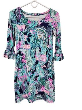 Lilly Pulitzer Navy, Teal & Pink Floral Shift Dress